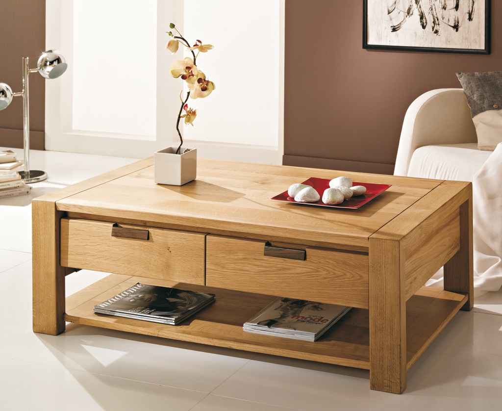 Table Basse En Bois Avec étagère – Design Industriel 100x55x47 Cm